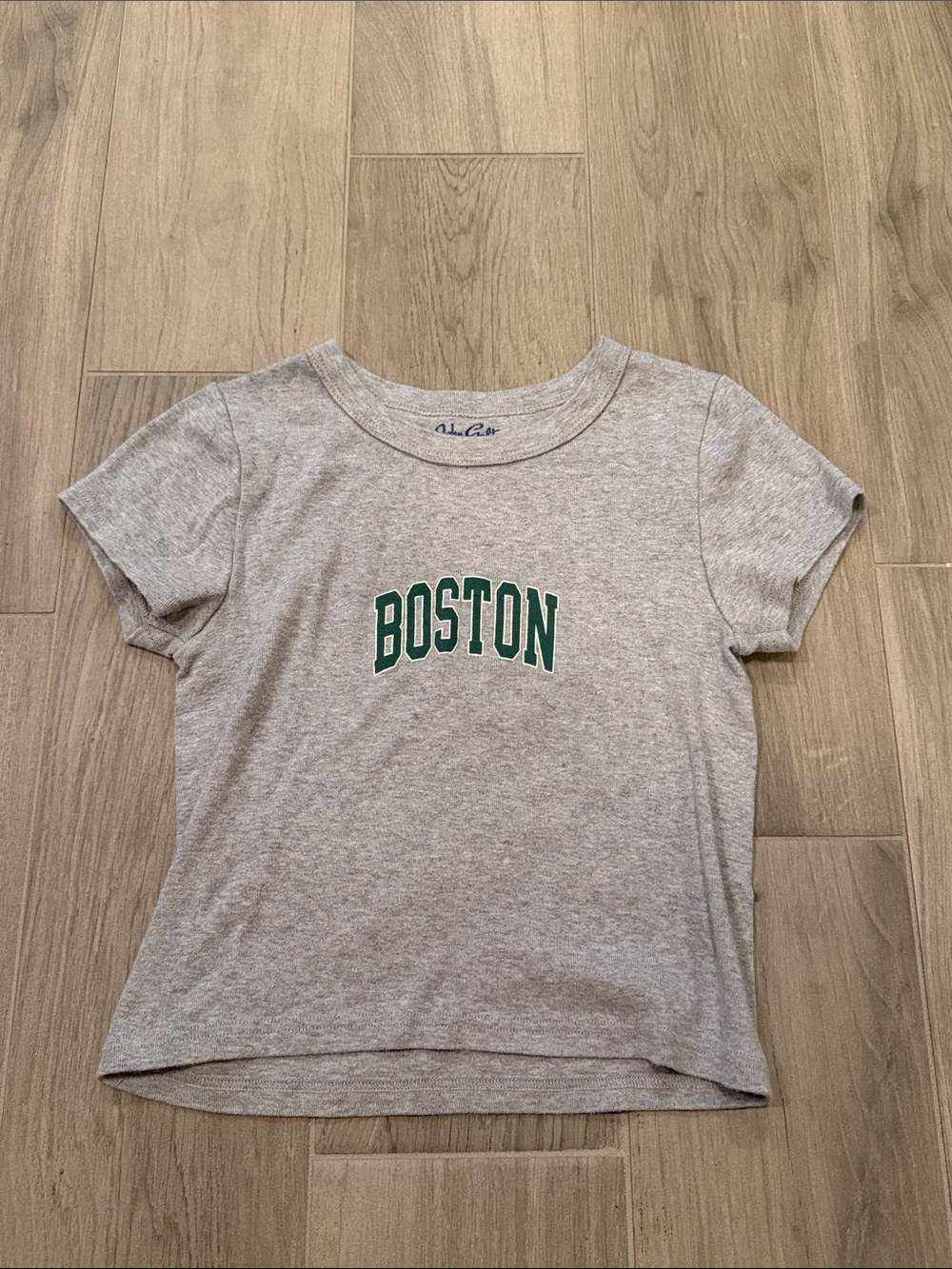 John Galt Woman’s Boston Graphic Gray Baby Tee Size O/S